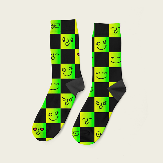 Cuadros Cuadrados Emojis - Yuyubee Socks - Calcetin Sock